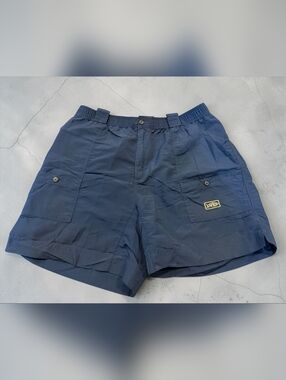 AFTCO Fishing Shorts Mens Size 42 Blue Nylon Elastic Waist Cargo Performance